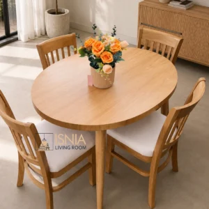 Meja Makan Bogor Oval Natural Jati