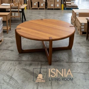 Meja Bulat Surabaya Bahan Kayu Jati Modern
