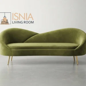 Sofa Modern Hijau Velvet Kaki Gold