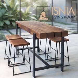 Meja Kursi Bar Jawa Barat Kaki Besi Desain Industrial