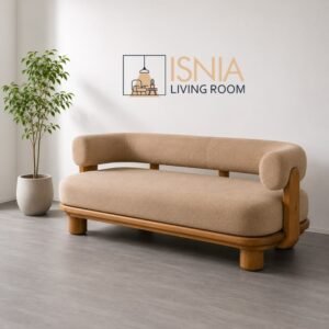 Sofa Velora Kayu Jati Jok Cream Terbaru