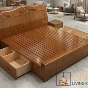 Dipan Kayu Solid Luna Storage Bed
