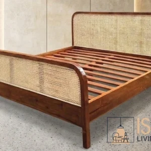 Tempat Tidur Pekanbaru Kayu Jati Asli Kombinasi Rotan