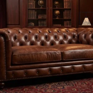Sofa Kulit Sintesis Chesterfield Blitar 2 Seater Desain Klasik