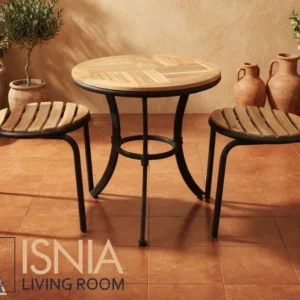 Meja Kursi Kayu Outdoor Cirebon Rangka Besi