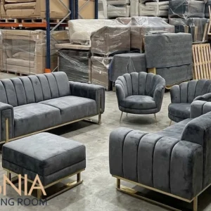 Set Sofa Tamu Palembang Mewah Rangka Kaki Besi Gold