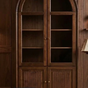 Lemari Hias Lengkung Kayu Solid Pintu Kaca Isnia Living Room