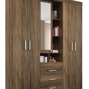 Lemari Minimalis Modern dengan Meja Rias & Rak Terbuka