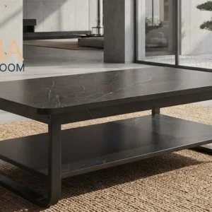 Coffee Table Marmer Rangka Besi 2 Susun