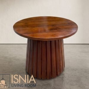 Meja Bundar Tangerang Kayu Solid Desain Pilar