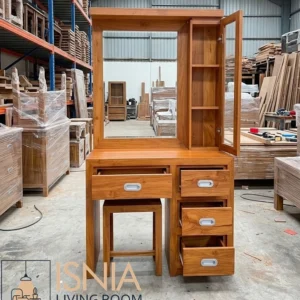 Meja Rias Bogor Kayu Jati 4 Laci+ Kaca Cermin