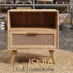 Nakas Kayu Jati Magelang 1 Laci Motif Anyaman Rotan