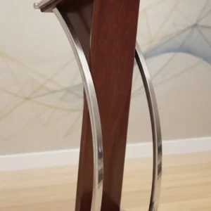 Podium Pidato Kayu Jati Solid Kombinasi Stainless Steel