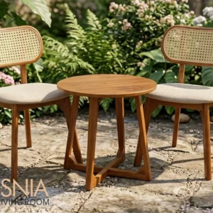 Set Kursi Outdoor Surabaya - Meja Bundar Kayu Premium