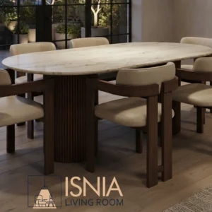 Set Meja Makan Bali Oval Marmer Premium