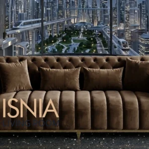 Sofa Tamu Cirebon Luxury Chesterfield Modern Kaki Stainless Gold Termurah