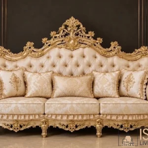 Sofa 3 Seater Model Sultan Kayu Jati Solid Finishing Gold Premium