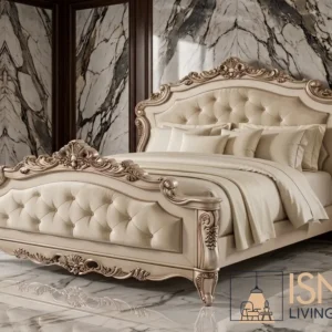 Tempat Tidur Mewah Ukiran Gold & Cream Style Eropa