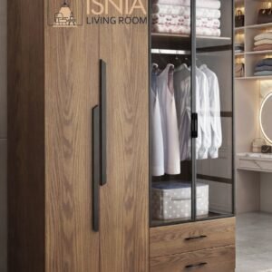 Jual Lemari Pakaian Minimalis Modern dengan Pintu Kaca Elegan