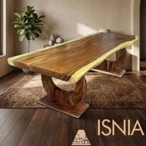Meja Kayu Trembesi Custom Kaki Lengkung Sculptural