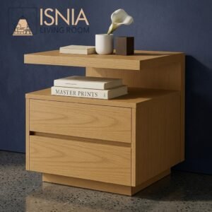 Meja Nakas Minimalis Kayu Natural Desain Bertingkat Unik